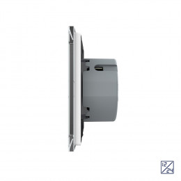 Двухклавишный сенсорный выключатель Livolo 12/24В, 1 пост, Белый VL-C702C-11