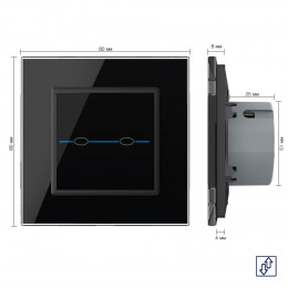 Сенсорный выключатель для жалюзи Livolo Quadro 2 клавиши 1 модуль Черный VL-Q702W-12