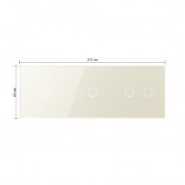 Панель для трех сенсорных выключателей Livolo, 4 клавиши (1+1+2), цвет жемчужный, стекло