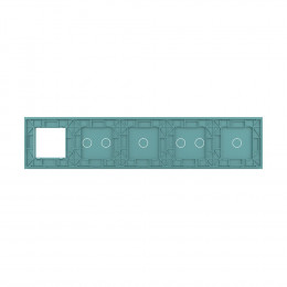 Панель для 4-х сенсорных выключателей и розетки Livolo, 6 клавиш (1+2+1+2), цвет зеленый, стекло