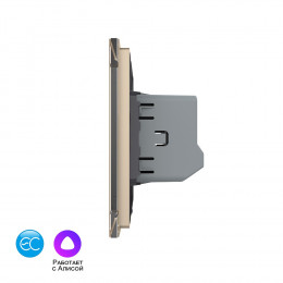 Двухклавишный умный сенсорный выключатель Livolo EC, 1 пост, цвет золотой VL-C702Z2-13