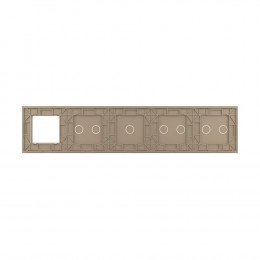 Панель для 4-х сенсорных выключателей и розетки Livolo, 7 клавиш (2+2+1+2), цвет золотой, стекло