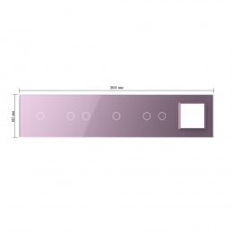 Панель для 4-х сенсорных выключателей и розетки Livolo, 6 клавиш (1+2+1+2), цвет розовый, стекло