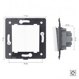 Двухклавишная механическая кнопка (звонок) Livolo, цвет белый (механизм), VL-C7-K2H-11