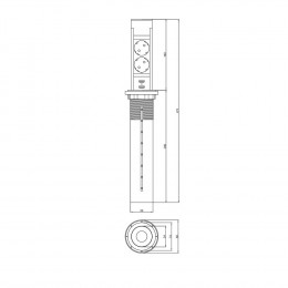 Розетка вертикальная выдвижная с электроприводом 2EU + 2USB, кабель 2м, RocketSocket, посадочный ⌀ 60мм