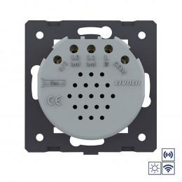 Двухклавишная импульсная сенсорная кнопка Livolo Quadro сухой контакт с функцией радиоуправления, цвет черный (механизм) VL-Q7-02IHR-12