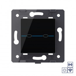 Двухклавишная импульсная сенсорная кнопка Livolo Quadro сухой контакт с функцией радиоуправления, цвет черный (механизм) VL-Q7-02IHR-12