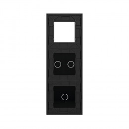 Панель вертикальная для двух сенсорных выключателей и розетки Livolo, 3 клавиши (1+2), цвет черный, стекло