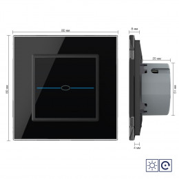 Одноклавишный сенсорный импульсный выключатель Livolo Quadro сухой контакт, 1 пост, цвет черный