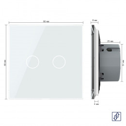 Сенсорный выключатель для жалюзи Livolo 2 клавиши 1 модуль Белый VL-C702W-11