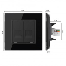 Розетка компьютерная двойная LIVOLO RJ-45 черная VL-C792C-12
