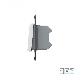 Двухклавишный перекрестный механический выключатель Livolo, цвет серый (механизм), VL-C7-K2SS-15