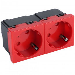 Розетка 2х2К+З нем.ст., 45 гр., с з/ш, крас. (90х45мм), серия (тип) DF6 DF6D2R