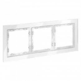Рамка стеклянная VOLTUM S70 на 3 поста, (белый, стекло) VLS110301