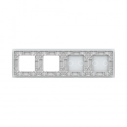 Панель для 2-х сенсорных выключателей и 2-х розеток Livolo, 4 клавиши (2+2), цвет белый, стекло