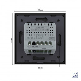 Одноклавишный сенсорный выключатель Livolo 12/24В, 1 пост, Черный VL-C701C-2BG