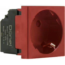 Розетка 2К+З нем.ст., 45 гр., с з/ш, крас. матовая (45х45мм), серия (тип) DF6 DF6D1RM
