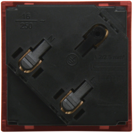 Розетка 2К+З нем.ст., 45 гр., с з/ш, крас. матовая (45х45мм), серия (тип) DF6 DF6D1RM
