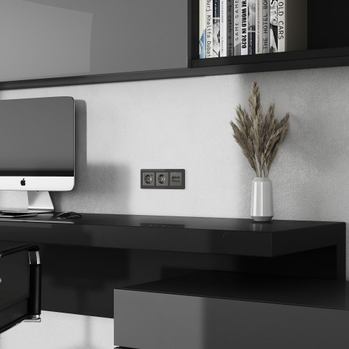 Купить Накладка для двойной розетки Еthernet RJ-45 (графит акрил) Werkel W1191144 в rum24.ru фото: 3