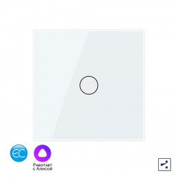 Одноклавишный проходной умный сенсорный выключатель Livolo EC, 1 пост, цвет белый VL-C701SZ2-11