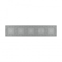 Панель для пяти сенсорных выключателей Livolo, 6 клавиш (1+2+1+1+1), цвет серый, стекло