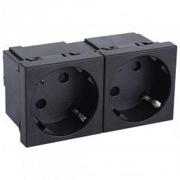 Розетка 2х2К+З нем.ст., 45 гр., с з/ш, черн. матовая (90х45мм), серия (тип) DF6 DF6D2ANM