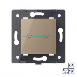 Двухклавишная сенсорная кнопка Livolo Quadro 12/24В с функцией радиоуправления, цвет золотой (механизм) VL-Q7-02CHR-13