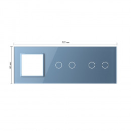 Панель для розетки и двух сенсорных выключателей Livolo, 4 клавиши (2+2), цвет синий, стекло