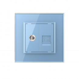 Розетка телевизионная и интернет RJ-45 кат.6 Livolo, 1 пост, цвет синий