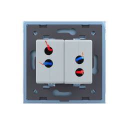 Розетка с двумя USB type-A, блоком питания 5В 2.1А Livolo, 1 пост, цвет синий