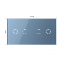 Панель для двух сенсорных выключателей Livolo, 4 клавиши (2+2), цвет синий, стекло
