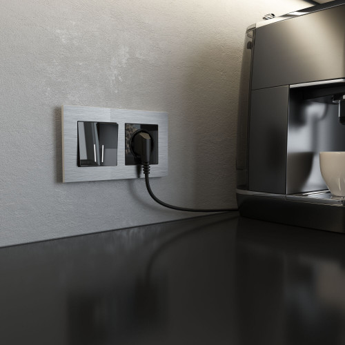 Купить Выключатель двухклавишный с подсветкой (черный акрил) Werkel W1120148 в rum24.ru фото: 2