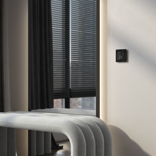 Купить Выключатель двухклавишный с подсветкой (черный акрил) Werkel W1120148 в rum24.ru фото: 6