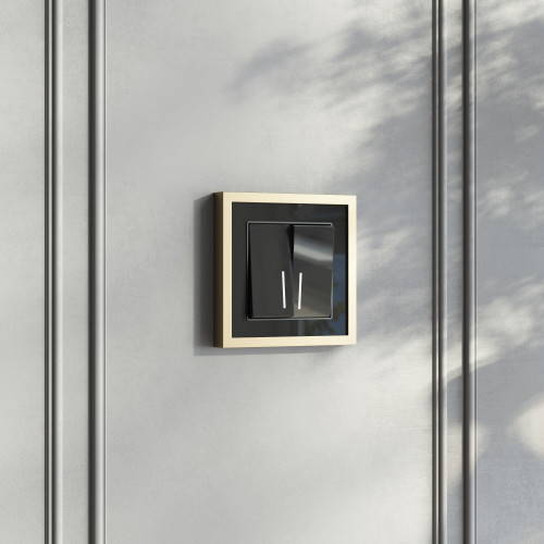 Купить Выключатель двухклавишный с подсветкой (черный акрил) Werkel W1120148 в rum24.ru фото: 7