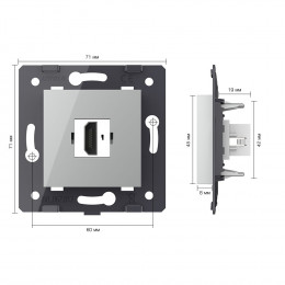 Розетка 1 пост HDMI 2.0 Livolo, цвет серый (механизм) VL-FCHD-2IP