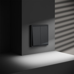 Выключатель встраиваемый VOLTUM S70 двухклавишный (графит) VLS020107