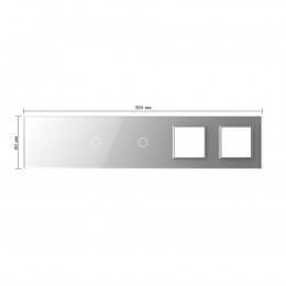 Панель для 3-х сенсорных выключателей и 2-х розеток Livolo, 3 клавиши (1+1+1), цвет серый, стекло