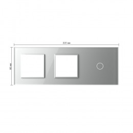 Панель для двух розеток и сенсорного выключателя Livolo, 1 клавиша, цвет серый, стекло