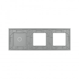 Панель для двух розеток и сенсорного выключателя Livolo, 1 клавиша, цвет серый, стекло