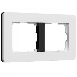 Рамка из поликарбоната на 2 поста Split белый/черный, soft-touch