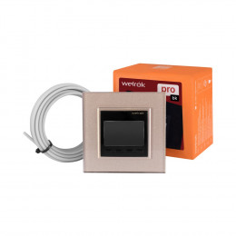 Терморегулятор Welrok PRO для рамки LIVOLO с электронным управлением, датчик воздуха, датчик пола 3 м, цвет черный с рамкой шампань