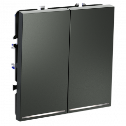 Выключатель встраиваемый VOLTUM S70 двухклавишный с подсветкой (титан) VLS020206