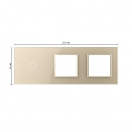 Панель для сенсорного выключателя и двух розеток Livolo, 1 клавиша, цвет шампань, стекло