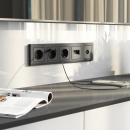 Рамка из поликарбоната на 5 постов Stark графит матовый