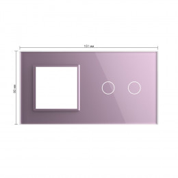 Панель для розетки и сенсорного выключателя Livolo, 2 клавиши, цвет розовый, стекло