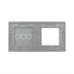 Панель для розетки и трехклавишного сенсорного выключателя Livolo, цвет серый, стекло