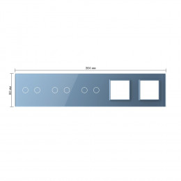 Панель для 3-х сенсорных выключателей и 2-х розеток Livolo, 6 клавиш (2+2+2), цвет синий, стекло
