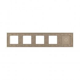 Панель для сенсорного выключателя и 4-х розеток Livolo, 1 клавиша, цвет золотой, стекло BB-C7-C1/SR/SR/SR/SR-13