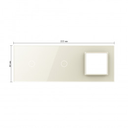 Панель для двух сенсорных выключателей и розетки Livolo, 2 клавиши (1+1), цвет жемчужный, стекло