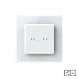 Двухклавишный проходной/перекрестный сенсорный выключатель Livolo Quadro с функцией радиоуправления, 1 пост, цвет белый